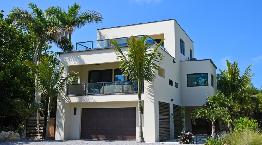 Palm tree landscaping in front yard